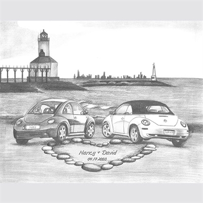 Love Bugs Custom Pencil Sketch Print - myDaVinci